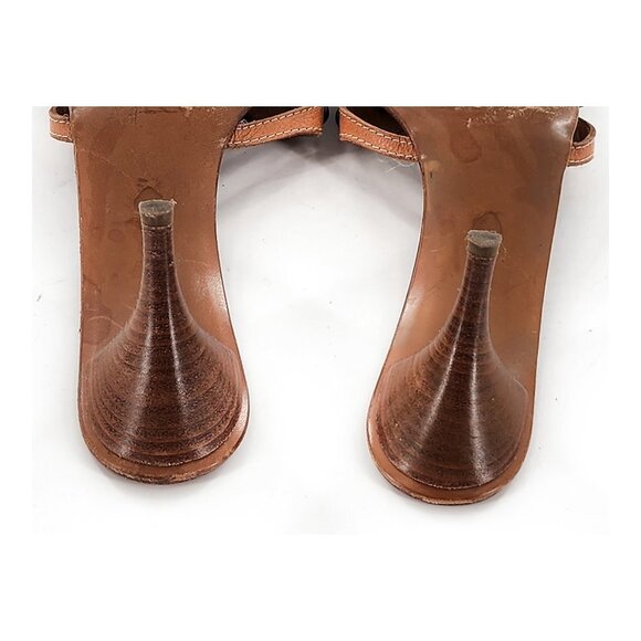 Moschino Brown Embellished peep toe kitten heel Sandals - Picture 8 of 10